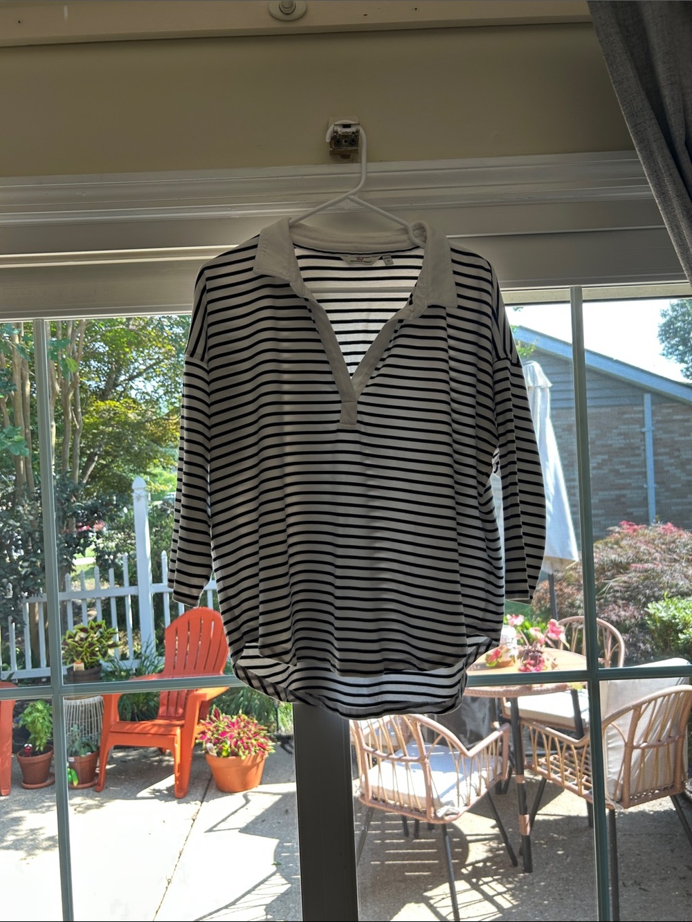 Vineyard Vines Black & White Striped Collared Tunic